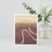 アマゾナスベネズエラアートヴィンテージトラベルイラストレーション ポストカード (スタンド正面)