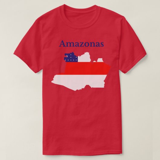 アマゾナス州マップ国旗ブラジル Tシャツ (デザイン正面)
