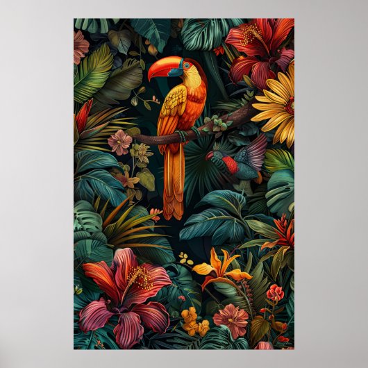 アマゾニアの動植物：鮮やかタイル模様 ポスター (正面)