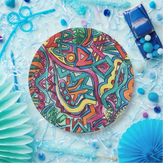 アマゾニアハンド絵を描抽象芸術 ペーパープレート (パーティー)