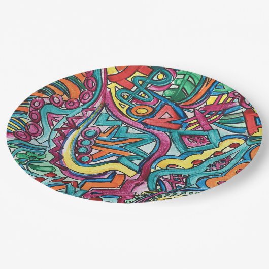 アマゾニアハンド絵を描抽象芸術 ペーパープレート (アングル)