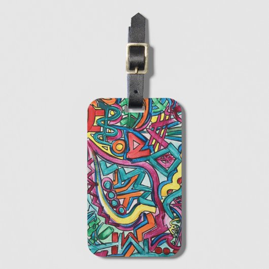 アマゾニアハンド絵を描抽象芸術 ラゲッジタグ (正面縦)
