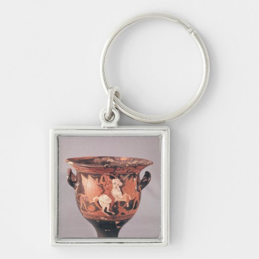 アマゾンおよびグリフィンを描写する赤姿のkrater キーホルダー (正面)