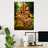 アマゾンのジンガーブレッド村 | AIアートポスター ポスター (ホームオフィス)