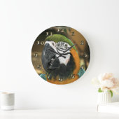 アマゾンの青と黄のマコー ラージ壁時計 (ホーム)