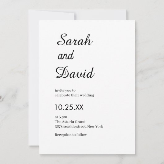アマゾンフォントクラシックシック白黒結婚ズ 招待状 (正面)