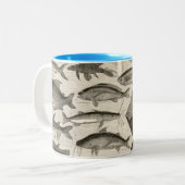 アマゾン川のひれを泳いでいるヴィンテージの科学的な魚 ツートーンマグカップ (正面左)