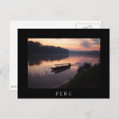 アマゾン熱帯雨林の川にボートの黒はがき ポストカード (正面/裏面)