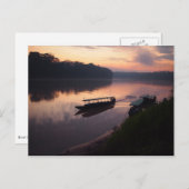 アマゾン熱帯雨林はがき川のボート ポストカード (正面/裏面)