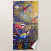 アマゾン熱帯雨林オウム ビーチタオル (正面)