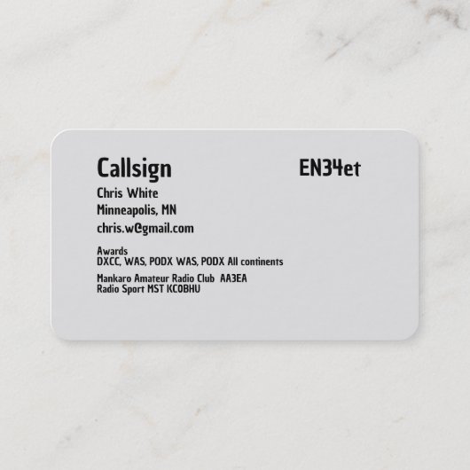 アマチュアラジオ 名刺 (裏面)