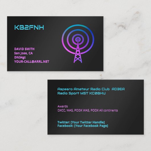 アマチュアラジオ 名刺 (正面/裏面)