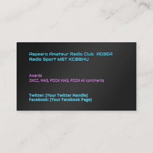 アマチュアラジオ 名刺 (裏面)