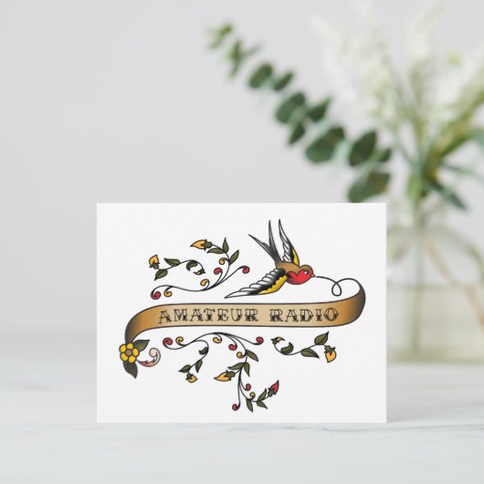 アマチュア無線とツバメ・スクロール ポストカード (スタンド正面)