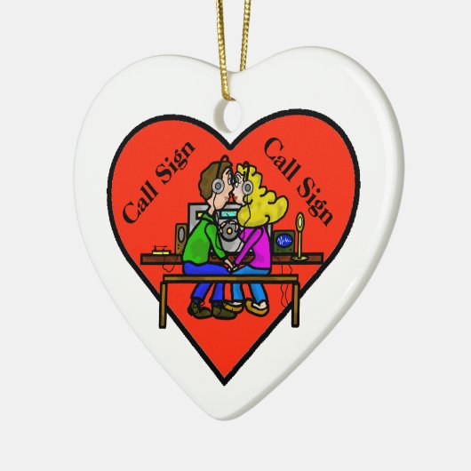 アマチュア無線のカップルのクリスマスのオーナメントはそれをカスタマイズ! セラミックオーナメント (左)