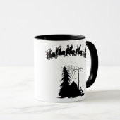 アマチュア無線のクリスマスのマグ-シルエットのオペレータ及びサンタ マグカップ (正面右)