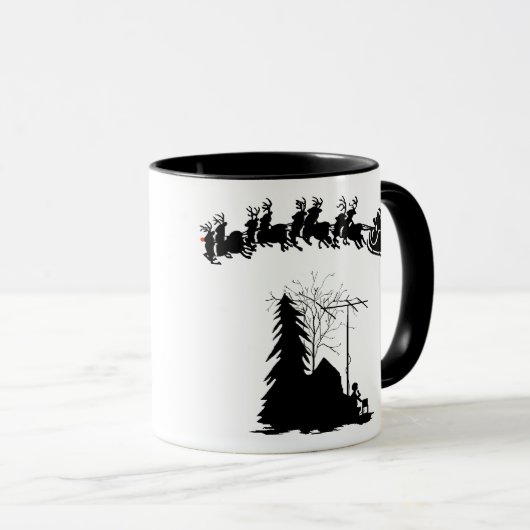 アマチュア無線のクリスマスのマグ-シルエットのオペレータ及びサンタ マグカップ (正面右)