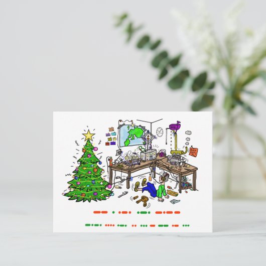 アマチュア無線のクリスマスのモールス符号オペレータ郵便はがき シーズンポストカード (スタンド正面)