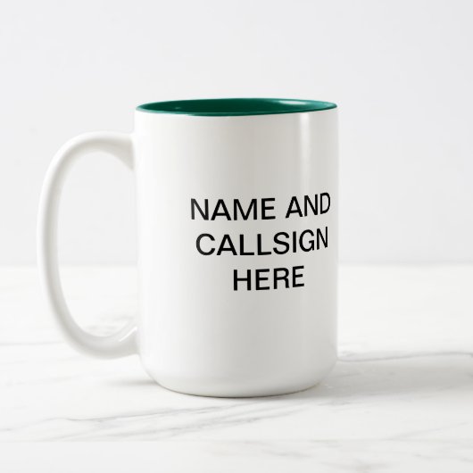 アマチュア無線のコンテストクラブマグ ツートーンマグカップ (左)