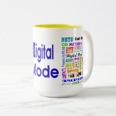 アマチュア無線のデジタルモード単語のコラージュのマグ ツートーンマグカップ (正面右)