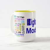 アマチュア無線のデジタルモード単語のコラージュのマグ ツートーンマグカップ (正面左)