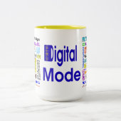 アマチュア無線のデジタルモード単語のコラージュのマグ ツートーンマグカップ (中央)
