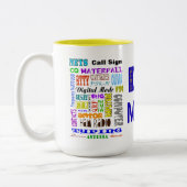 アマチュア無線のデジタルモード単語のコラージュのマグ ツートーンマグカップ (左)