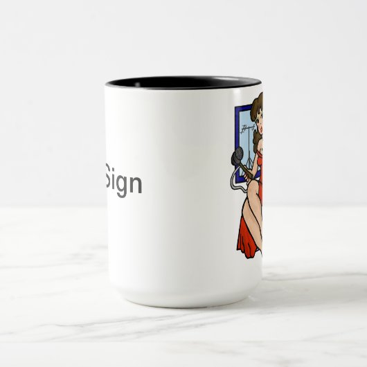 アマチュア無線のブルネットのPin女の子のマグはそれをカスタマイズ! マグカップ (中央)