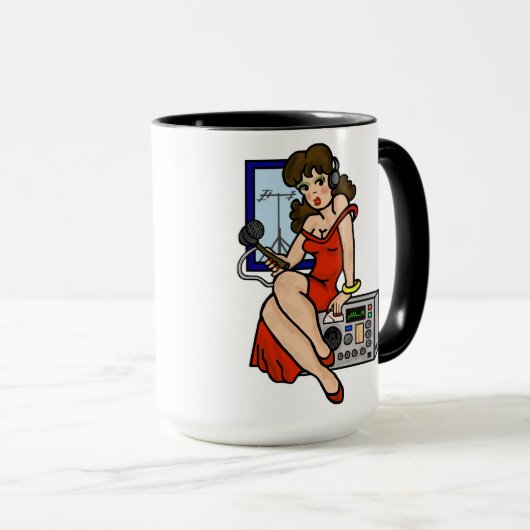 アマチュア無線のブルネットのPin女の子のマグはそれをカスタマイズ! マグカップ (正面右)