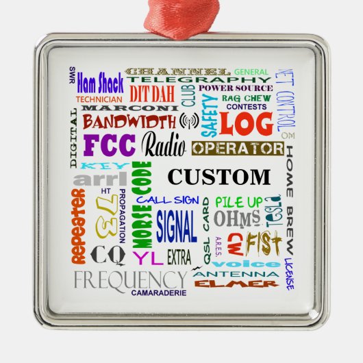 アマチュア無線の単語のコラージュのオーナメントはそれをカスタマイズ! メタルオーナメント (正面)
