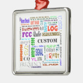 アマチュア無線の単語のコラージュのオーナメントはそれをカスタマイズ! メタルオーナメント (左)