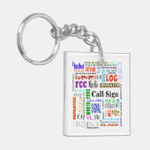 アマチュア無線の単語のコラージュのキーホルダーはそれをカスタマイズ! キーホルダー (正面左)