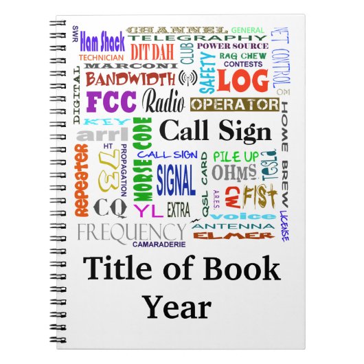 アマチュア無線の単語のコラージュのノートはそれをカスタマイズ! ノートブック (正面)