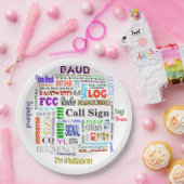 アマチュア無線の単語のコラージュの紙皿はそれをカスタマイズ! ペーパープレート (パーティー)