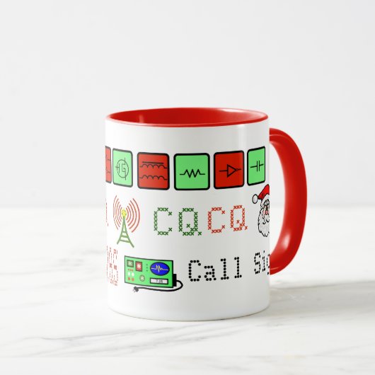 アマチュア無線の呼出しを用いる数々の写実的なクリスマスのマグ マグカップ (正面右)