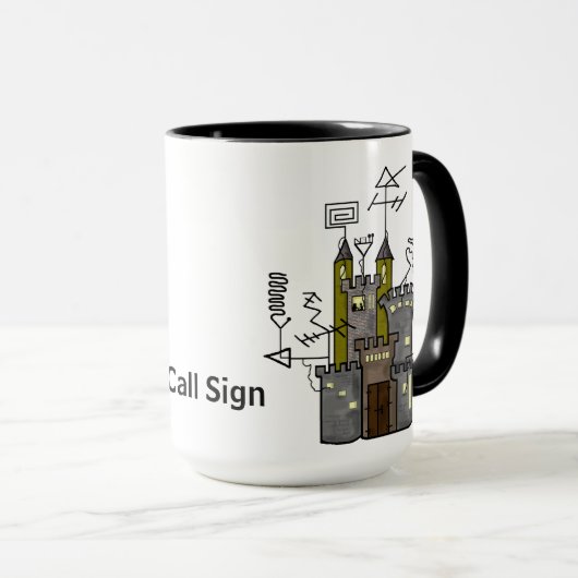 アマチュア無線の城の掘っ建て小屋のマグは それをカスタマイズ! マグカップ (正面右)