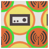 アマチュア無線の生地-ビームタワー及びラジオアイコン円 ファブリック (クローズアップ)