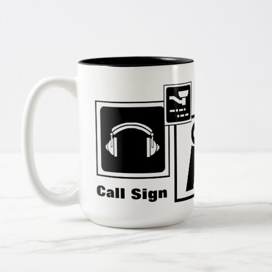 アマチュア無線アイコンマグは呼出符号をカスタマイズ ツートーンマグカップ (左)