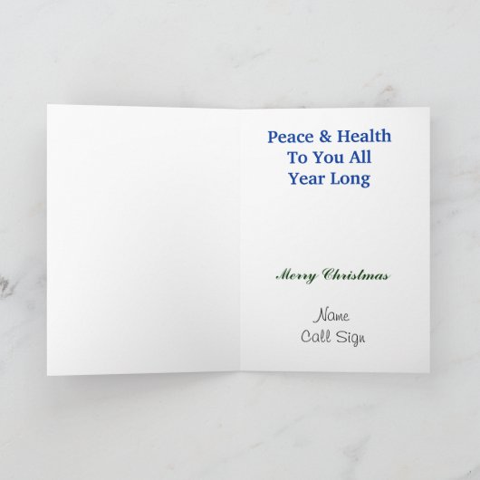 アマチュア無線オペレータシルエットのクリスマスカード シーズンカード (内部)