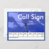 アマチュア無線ビームとタワーQSL ポストカード (正面/裏面)