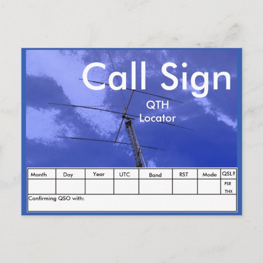 アマチュア無線ビームとタワーQSL ポストカード (正面)