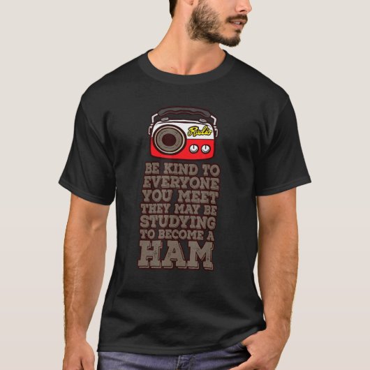 アマチュア無線士になるための勉強をする男性女性向けのフレーズ Tシャツ (正面)