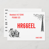 アマチュア無線QSLカードオペレーター連絡先 ポストカード (正面/裏面)