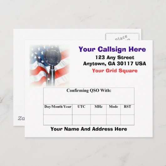 アマチュア無線QSLカード ポストカード (正面/裏面)