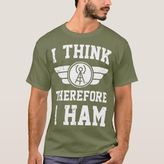 アマチュア・ラジオ・ジョーク・プン・考えI・I・HAM Tシャツ (正面)