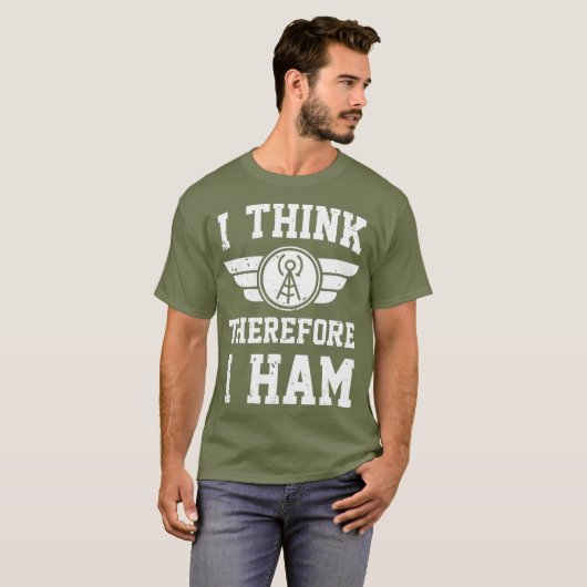アマチュア・ラジオ・ジョーク・プン・考えI・I・HAM Tシャツ (正面フル)