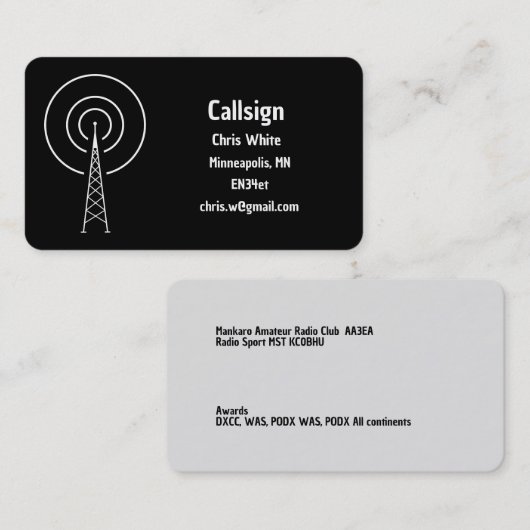 アマチュア・ラジオ・ハム 名刺 (正面/裏面)