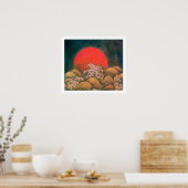 アマテラス、太陽の女神、赤い黒褐色の白 ポスター (キッチン)