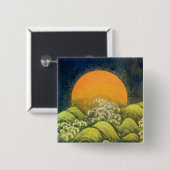 アマテラス、太陽の女神、黄色い緑色の黒 缶バッジ (正面&裏面)