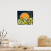 アマテラス、太陽の女神、黄色の緑の白黒 ポスター (キッチン)